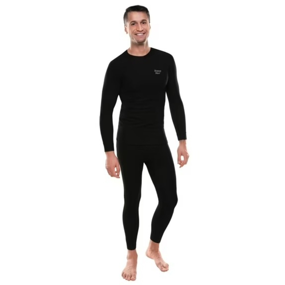 Xtreme Heat Mens Thermal Base Layer Shirt and Pants Set Size M Black Compression